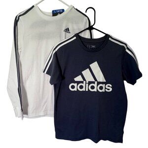 Adidas Boys Medium 10/12 T-Shirts Set: Navy & White Logo Athletic Sportswear